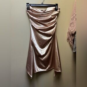 Elegant Satin Dress in Shimmering Champagne